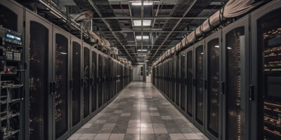 Computer parts in order line equipment shelves generated by artificial intelligence